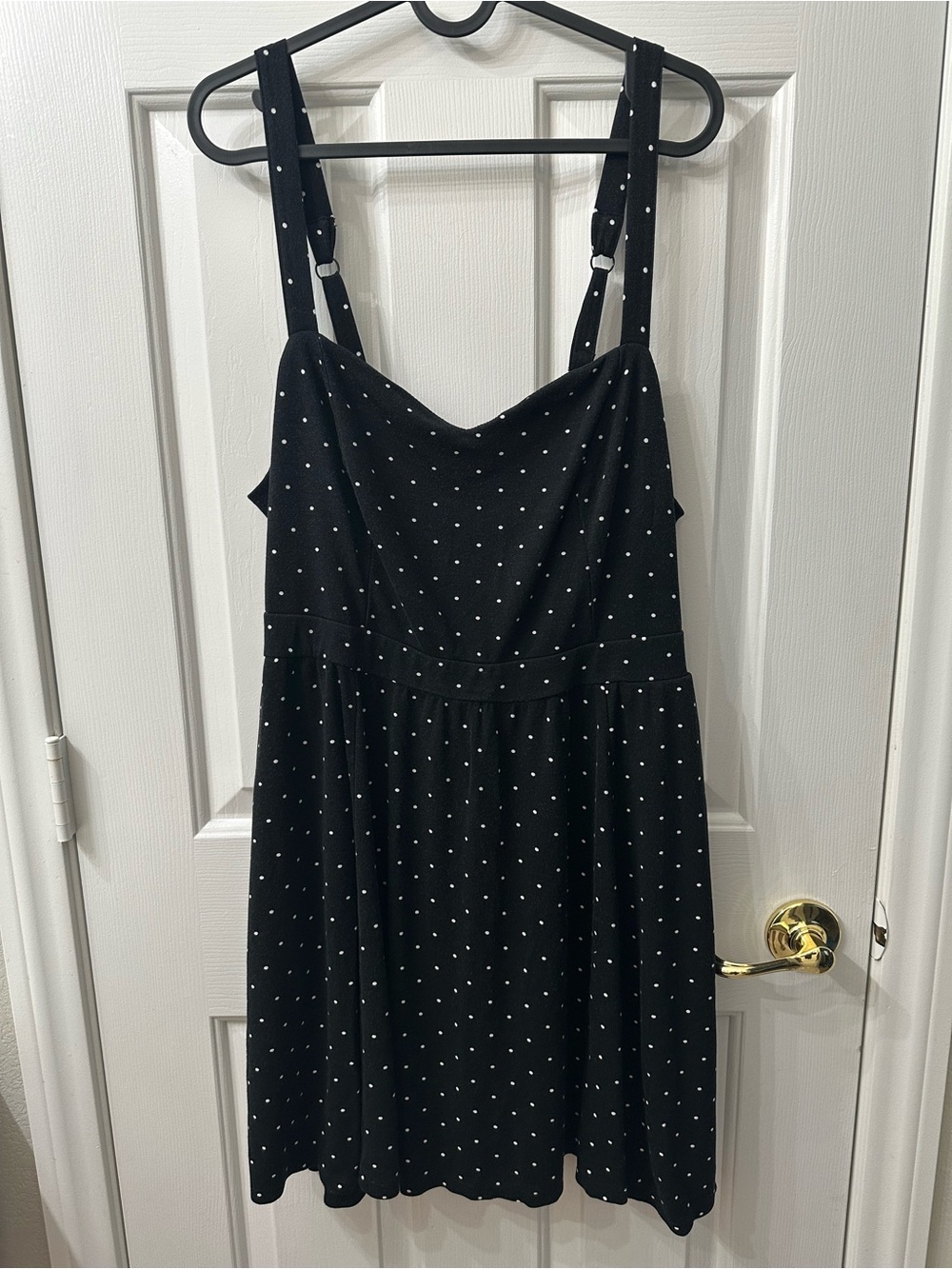 Torrid Dress Mini Dress Black White Polka Dots Spaghetti Straps Elastic Back 1X